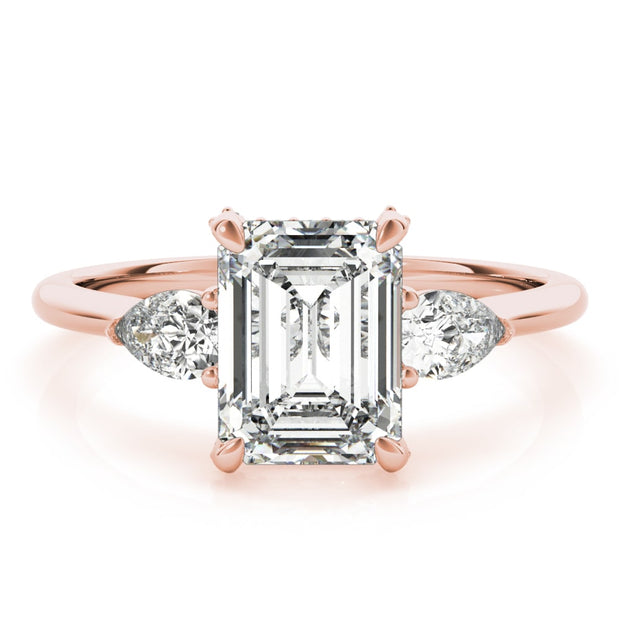 18K Rose Gold 1 1/2 ct tw Three Stone Diamond Engagement Ring