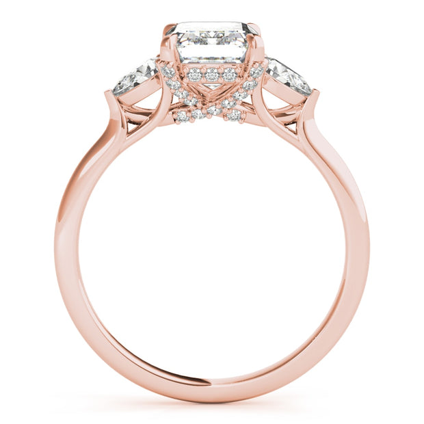 14K Rose Gold 1 1/2 ct tw Three Stone Diamond Engagement Ring
