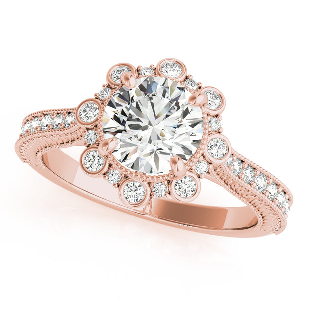 18K Rose Gold 1 3/8 ct tw Halo Diamond Engagement Ring