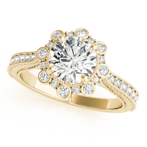 14K Yellow Gold 1 3/8 ct tw Halo Diamond Engagement Ring