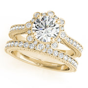 14K Yellow Gold 1 3/8 ct tw Halo Diamond Engagement Ring