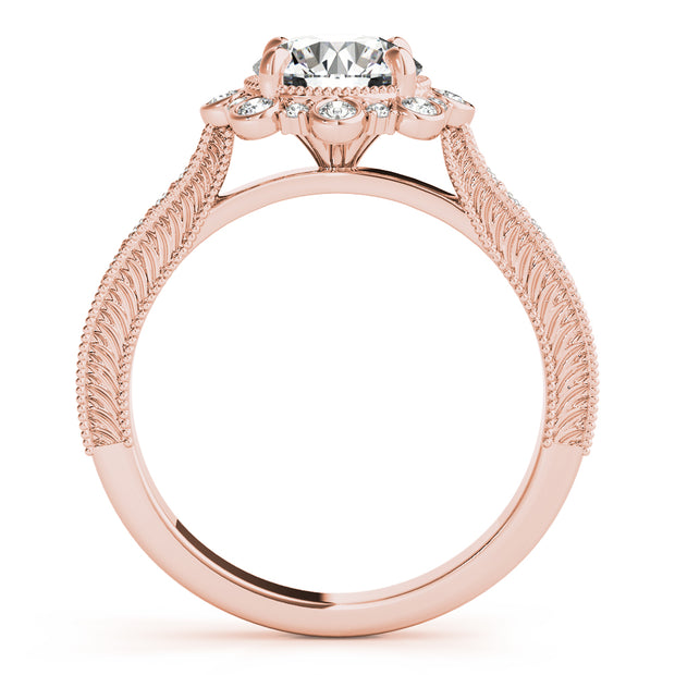14K Rose Gold 1 3/8 ct tw Halo Diamond Engagement Ring