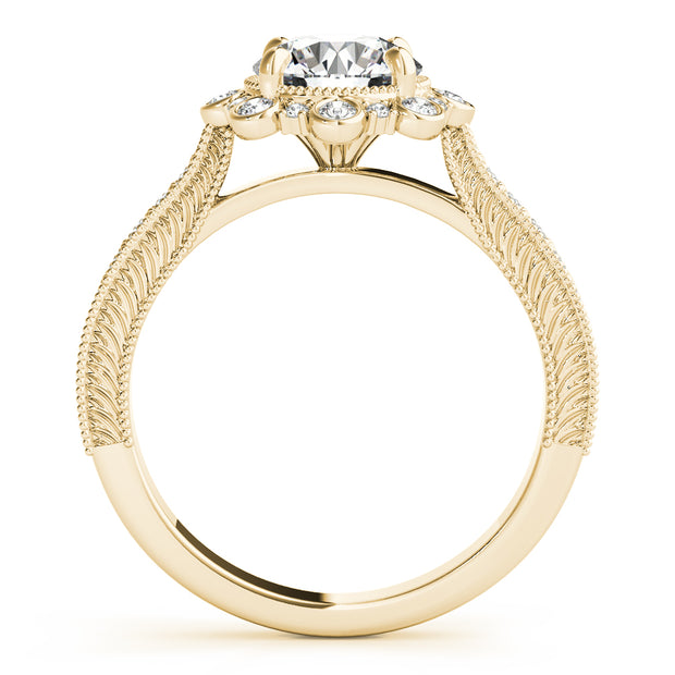 18K Yellow Gold 1 3/8 ct tw Halo Diamond Engagement Ring