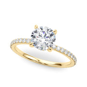14K Yellow Gold Round Diamond Halo Engagement Ring