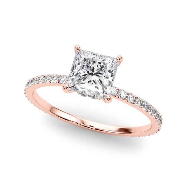18K Rose Gold 1 CT Diamond Halo Engagement Ring