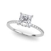 Diamond Halo Square Center Engagement Ring
