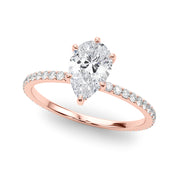 18K Rose Gold Diamond Halo Engagement Ring