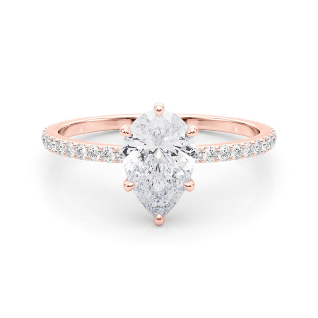 14K Rose Gold 1/3 ct tw Halo Diamond Engagement Ring
