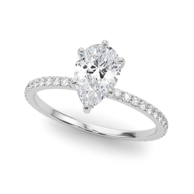 Diamond Halo Engagement Ring with Accent Stones