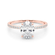 14K Rose Gold 1/3 ct tw Halo Diamond Engagement Ring