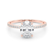 14K Rose Gold 1/3 ct tw Halo Diamond Engagement Ring