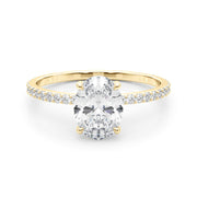 14K Yellow Gold 1/3 ct tw Halo Diamond Engagement Ring