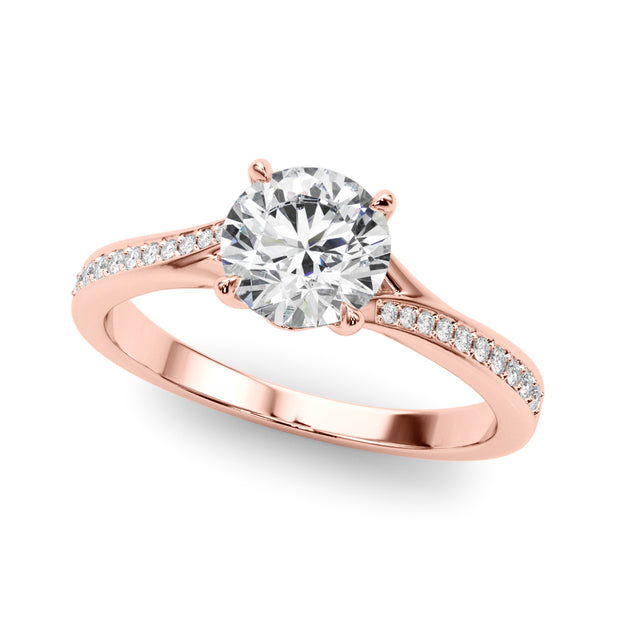 18K Rose Gold Diamond Engagement Ring 0.5 CT