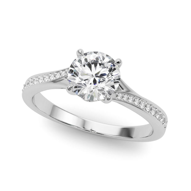 Platinum 5/8 ct tw Single Row Diamond Engagement Ring