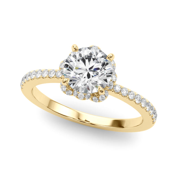 14K Yellow Gold 1 1/4 ct tw Halo Diamond Engagement Ring