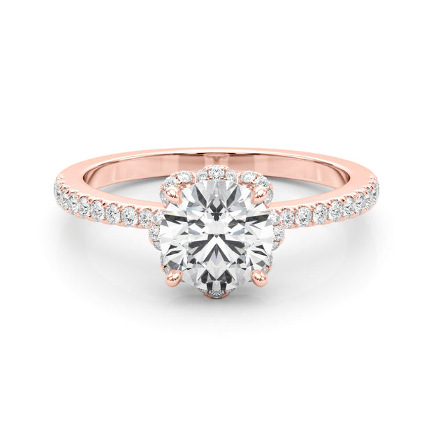 14K Rose Gold 1 1/4 ct tw Halo Diamond Engagement Ring