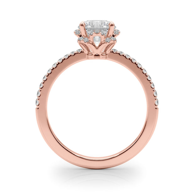 14K Rose Gold 1 1/4 ct tw Halo Diamond Engagement Ring