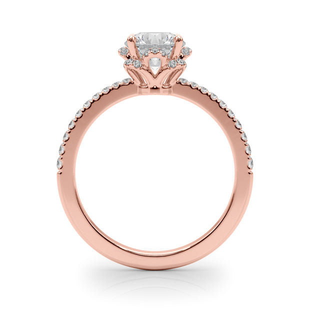 14K Rose Gold 1 1/4 ct tw Halo Diamond Engagement Ring