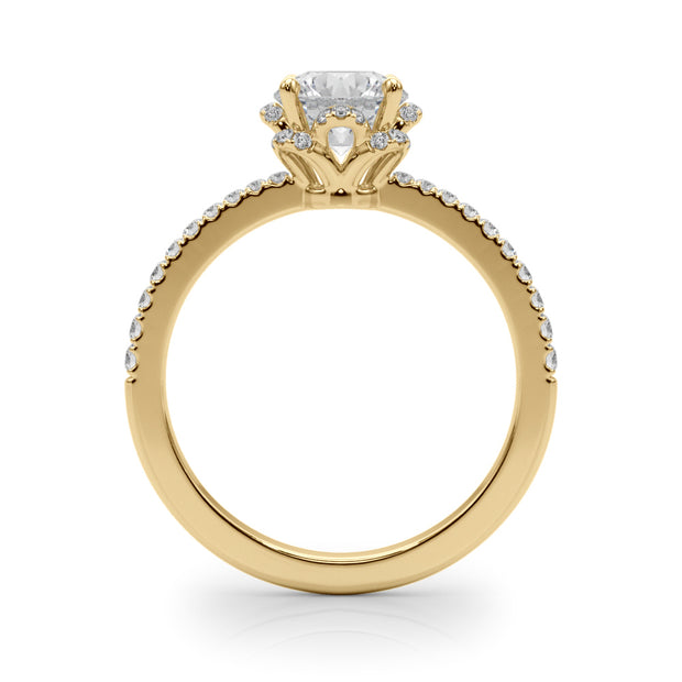 14K Yellow Gold 1 1/4 ct tw Halo Diamond Engagement Ring