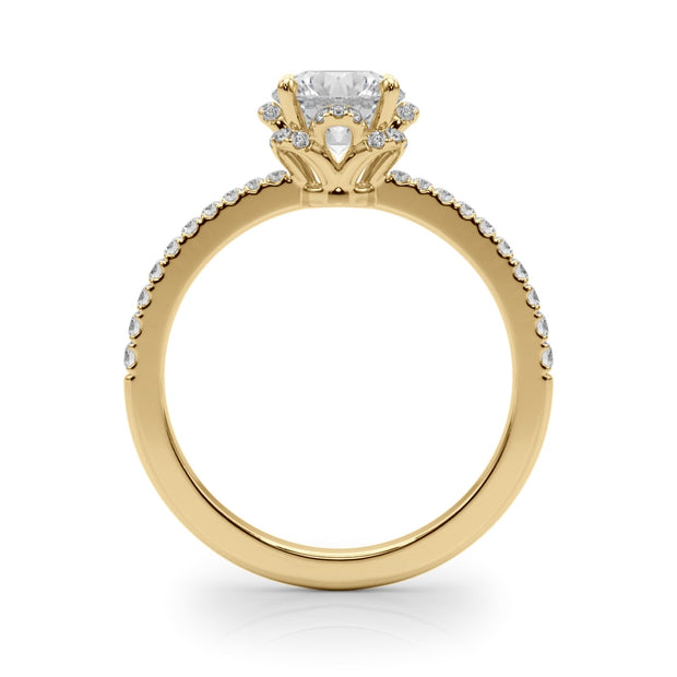 14K Yellow Gold 1 1/4 ct tw Halo Diamond Engagement Ring
