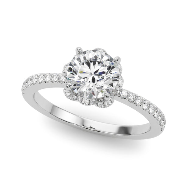 1.0 CT Round Diamond Halo Engagement Ring