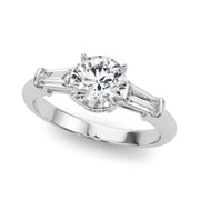 1.0 CT Round Diamond Engagement Ring with Baguettes