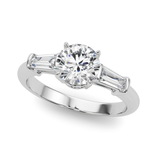 1.0 CT Round Diamond Engagement Ring with Baguettes