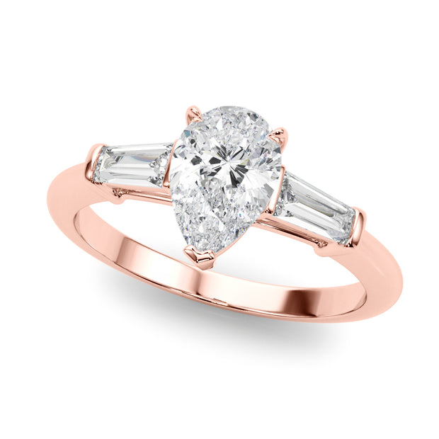 18K Rose Gold Taper Baguette Diamond Ring