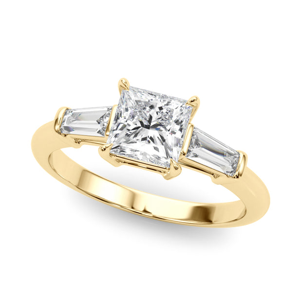 18K Yellow Gold 1ct Diamond Three-Stone Engagement Ring