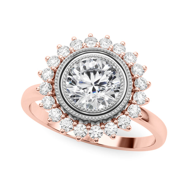 14K Rose Gold 1 1/3 ct tw Halo Diamond Engagement Ring