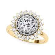 14K Yellow Gold 1 1/3 ct tw Halo Diamond Engagement Ring
