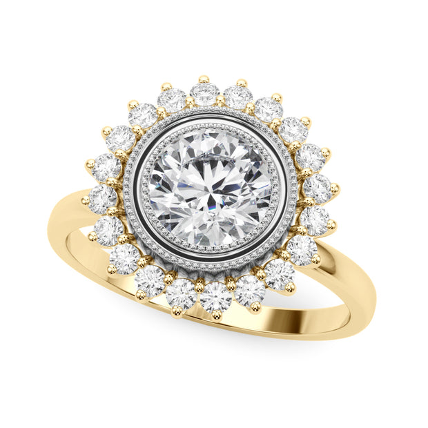 18K Yellow Gold 1 1/3 ct tw Halo Diamond Engagement Ring