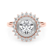 18K Rose Gold 1 1/3 ct tw Halo Diamond Engagement Ring