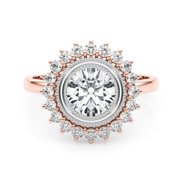 18K Rose Gold 1 1/3 ct tw Halo Diamond Engagement Ring