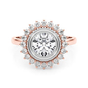 14K Rose Gold 1 1/3 ct tw Halo Diamond Engagement Ring