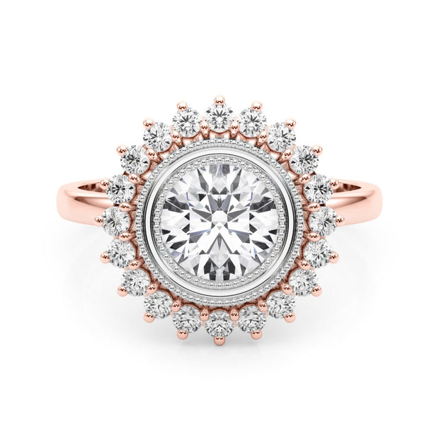 14K Rose Gold 1 1/3 ct tw Halo Diamond Engagement Ring
