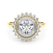 14K Yellow Gold 1 1/3 ct tw Halo Diamond Engagement Ring