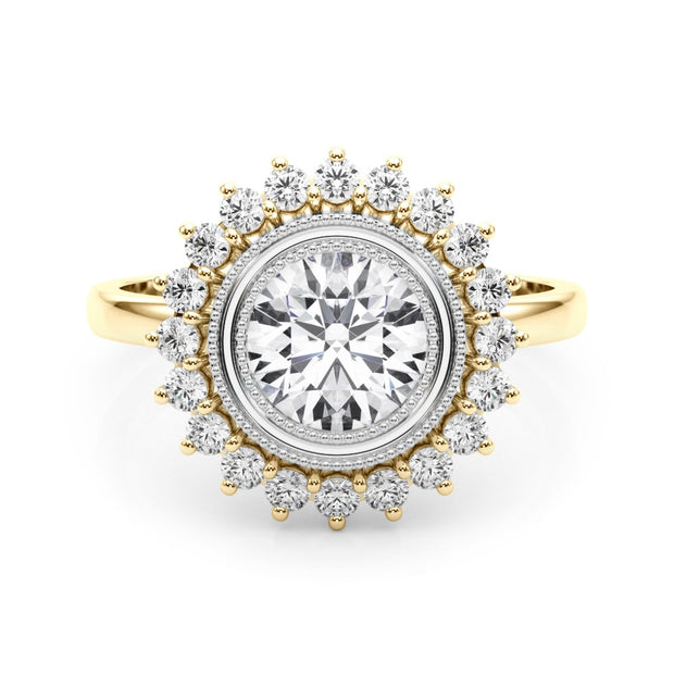 14K Yellow Gold 1 1/3 ct tw Halo Diamond Engagement Ring