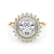 18K Yellow Gold 1 1/3 ct tw Halo Diamond Engagement Ring