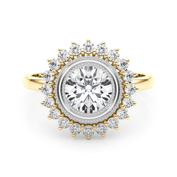 18K Yellow Gold 1 1/3 ct tw Halo Diamond Engagement Ring