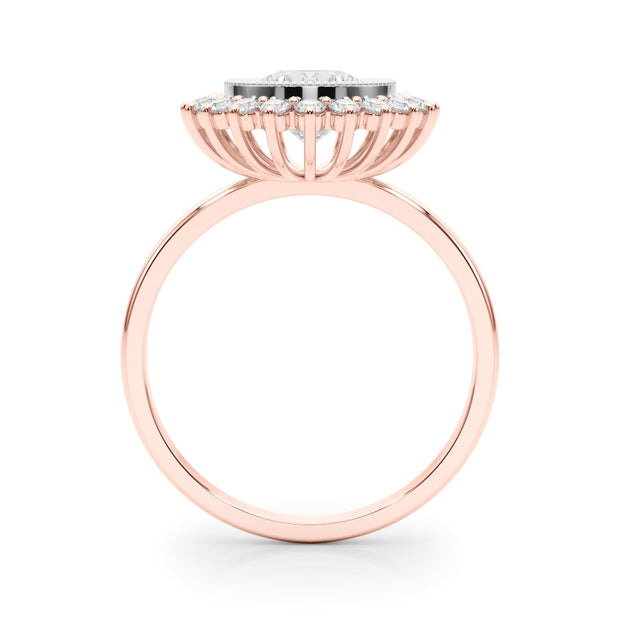 18K Rose Gold 1 1/3 ct tw Halo Diamond Engagement Ring