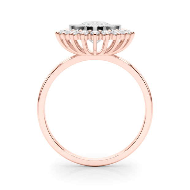 14K Rose Gold 1 1/3 ct tw Halo Diamond Engagement Ring