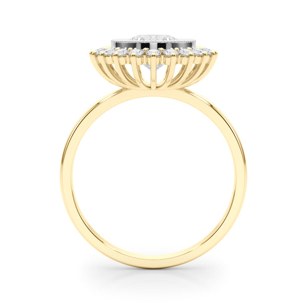 14K Yellow Gold 1 1/3 ct tw Halo Diamond Engagement Ring