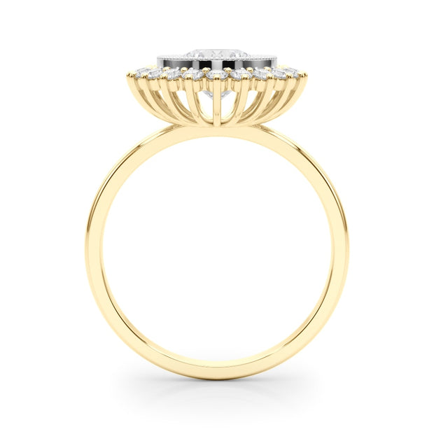 14K Yellow Gold 1 1/3 ct tw Halo Diamond Engagement Ring