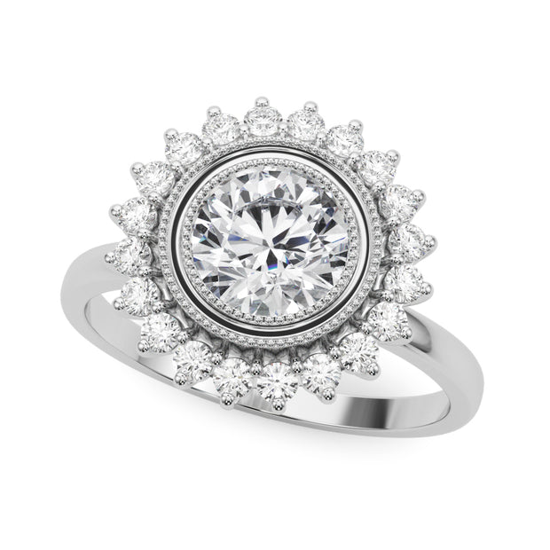 Platinum 1 1/3 ct tw Halo Diamond Engagement Ring