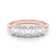 14K Rose Gold Emerald Diamond Wedding Ring