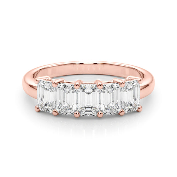 14K Rose Gold Emerald Diamond Wedding Ring