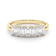 14K Yellow Gold Emerald Diamond Wedding Ring