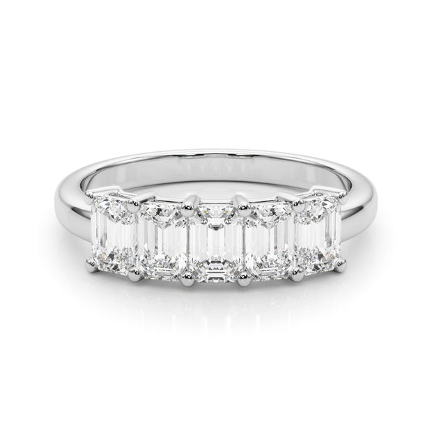 Multi-Diamond Emerald Cut Wedding Ring
