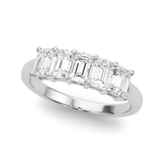 Multi-Diamond Emerald Cut Wedding Ring